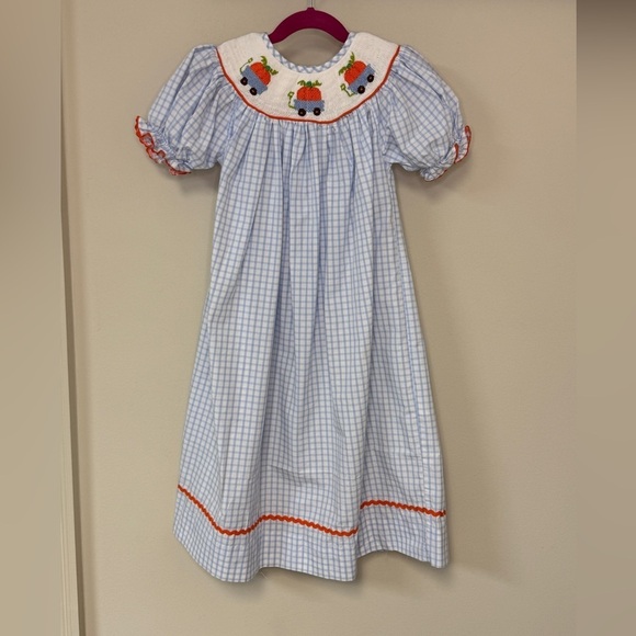 Babeeni Other - Babeeni: Girls Blue Checkered Smocked Pumpkin Bishop Dress, Size 5T